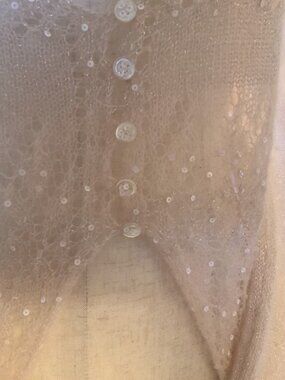 Nougat London  baby pink delicate Sheer top  with tiny sequins Pearl Buttons Lig